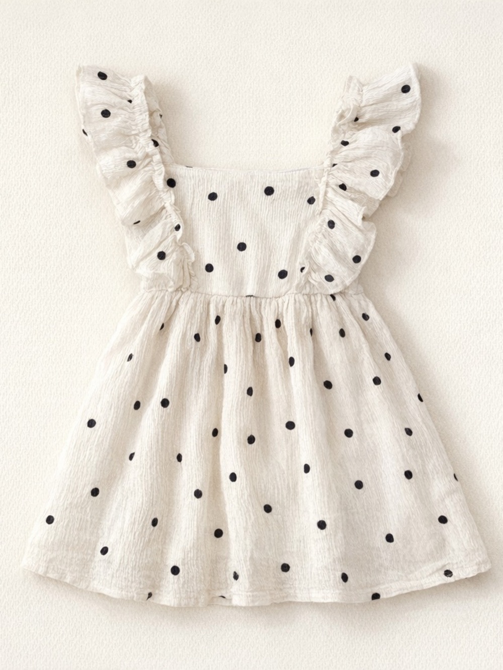 ZARA Kid Girls Polka Dot Dress White Black 2-3 Years Summer Ruffle